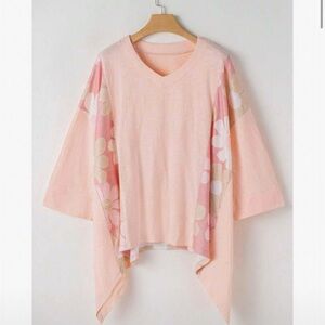 SHEIN Pink Floral V-Neck Top